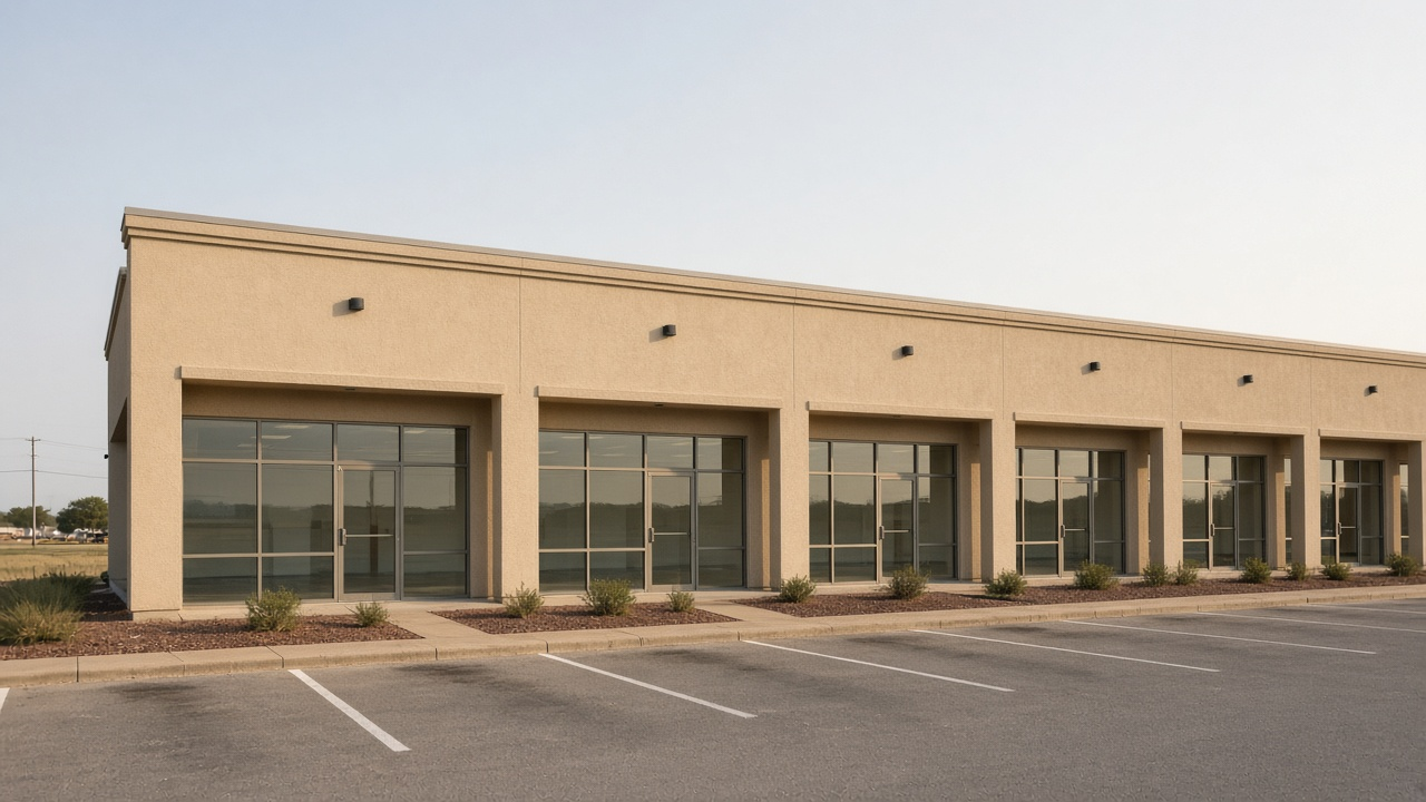 Daylight exterior of the salon strip on the I-35 frontage